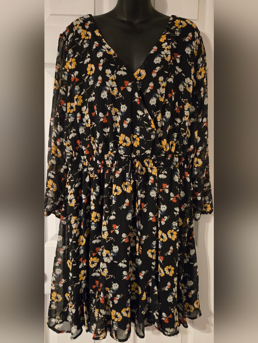 Trixxi Floral Faux Wrap Lined Dress 1X